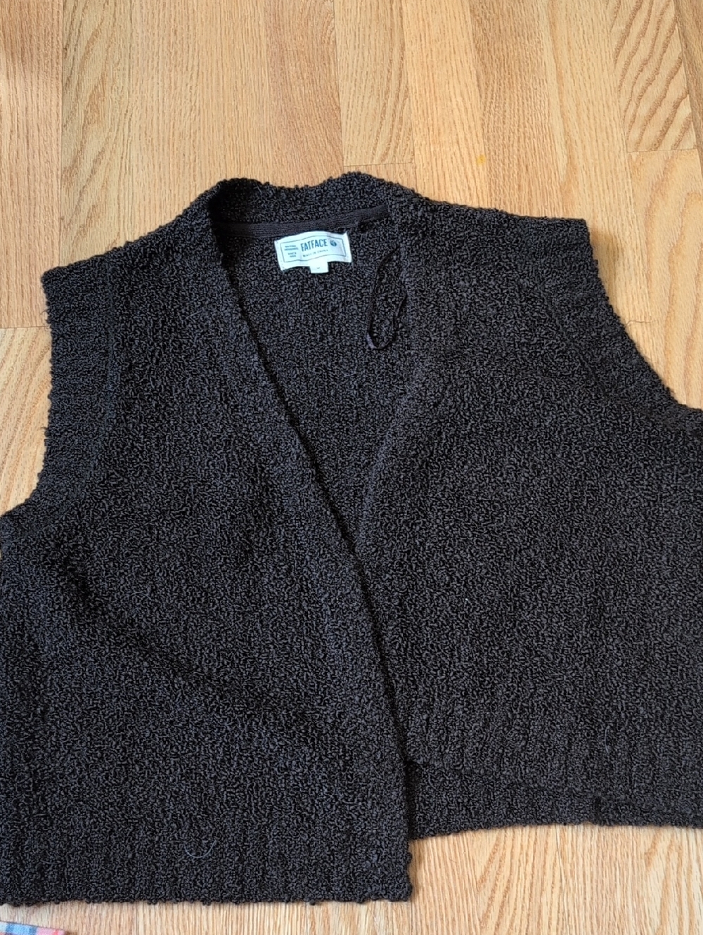 Cozy Fatface Boucle Style Vest. Dark Brown Size M
